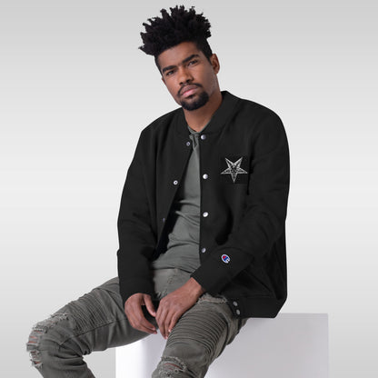 BLACK CULT SOCIETY Embroidered Champion Bomber Jacket