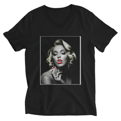 MARILYN SMOKING Unisex Short Sleeve V-Neck T-Shirt