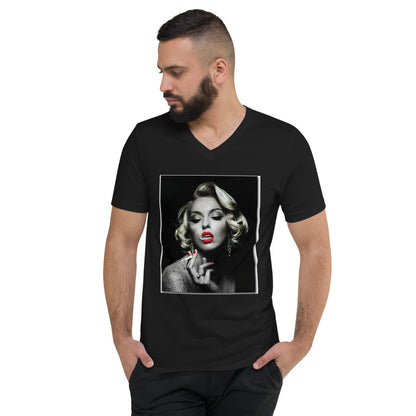 MARILYN SMOKING Unisex Short Sleeve V-Neck T-Shirt