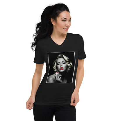 MARILYN SMOKING Unisex Short Sleeve V-Neck T-Shirt